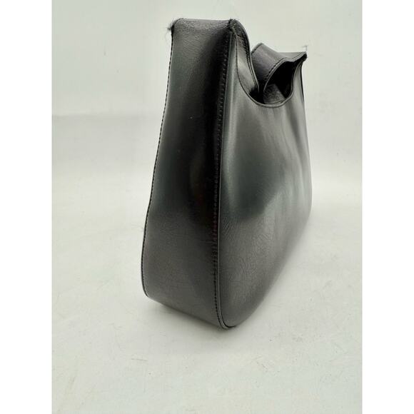 Sonia Rykiel Black Leather Shoulder Bag SR Logo Vintage Y2K Baguette Style Purse - Picture 5 of 10